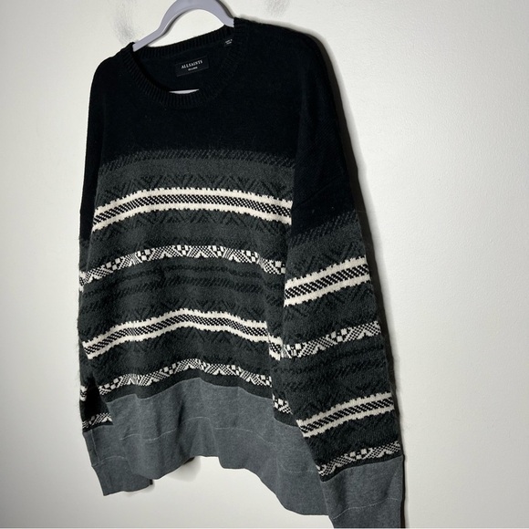 Allsaints Sweater Mens XXL Wool Blend Striped Casual - Picture 9 of 15